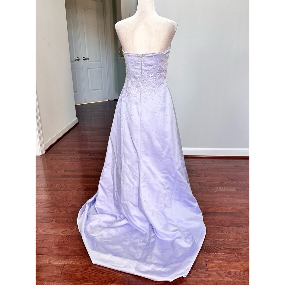 Vintage 2000s Strapless Beaded Embellished Lilac Purple Gown Dress Size 8 - Picture 5 of 12